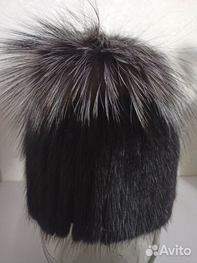 Шапка норковая женская вязаная