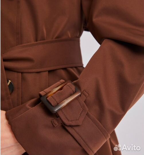 XS тренч zolla по фигуре коричневый плащ тренчкот