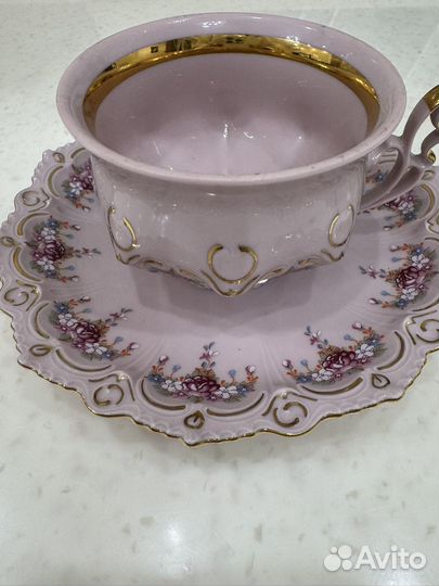 Чайный сервиз. Чехословакия. Розовый фарфор