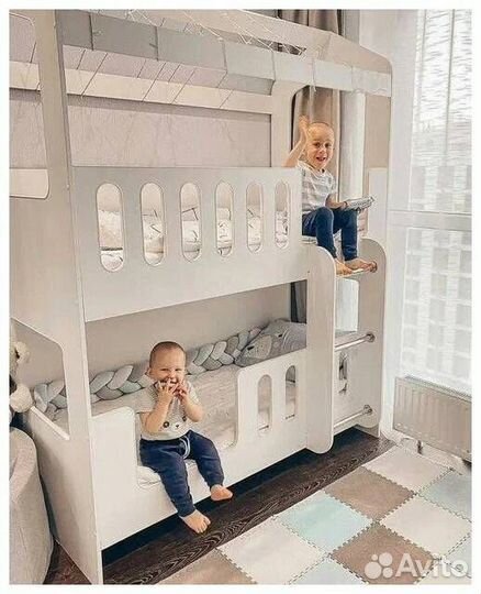Двухъярусная кровать домик детская