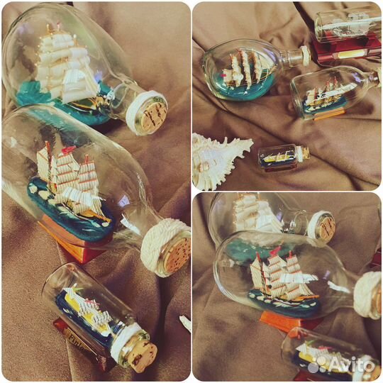 Сувенирные корабли в бутылке Mayflower 4 штуки