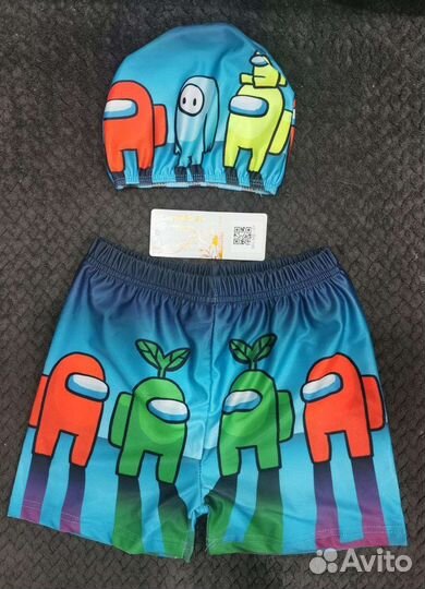 Детский комплект для плавания, плавки и шапочка