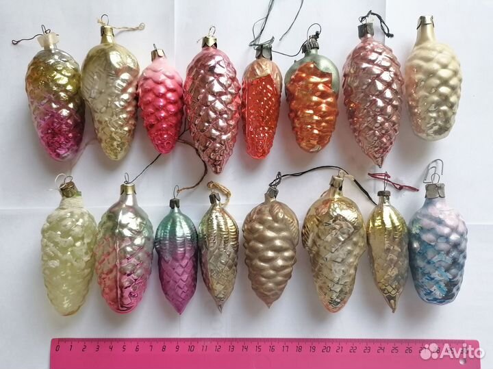 Ёлочные игрушки Шишки стекло СССР набор