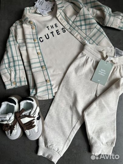 Рубашка H&M на мальчика в клетку 86
