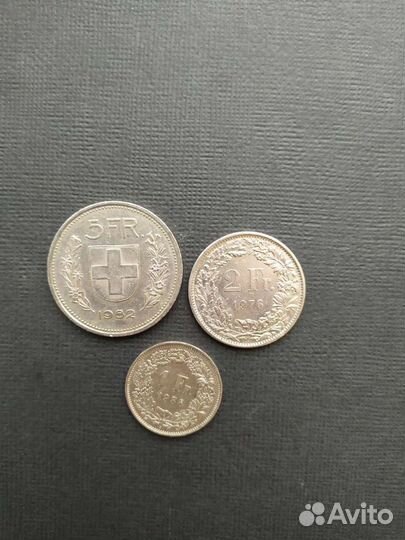 Швейцарские франки 5, 2, 1