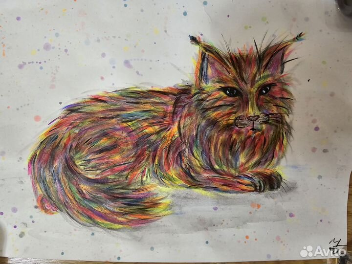 Рисунок: Разноцветный кот