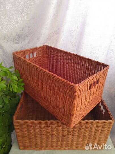 Корзина/короб плетеная из бумажной лозы