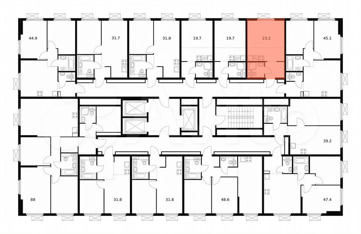 Квартира-студия, 23,2 м², 16/25 эт.