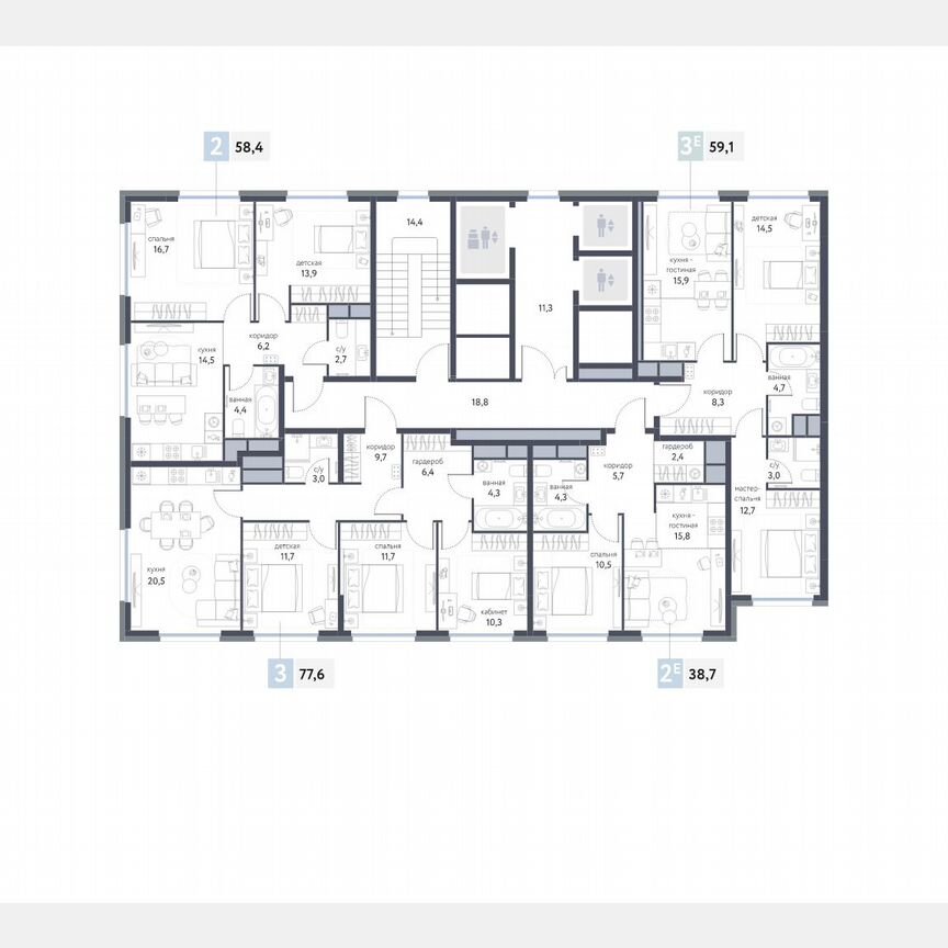 2-к. квартира, 38,7 м², 20/25 эт.