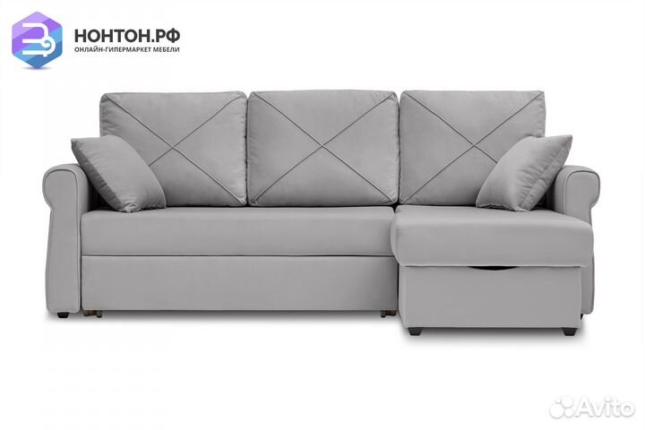 Диван угловой дельфин Лира серый