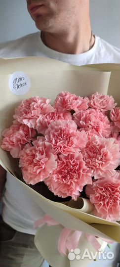 Букет из 25 нежных розовых гвоздик