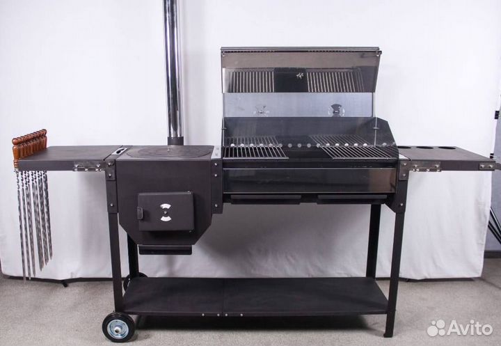 Мангал с крышкой из нержавейки и печкой под казан