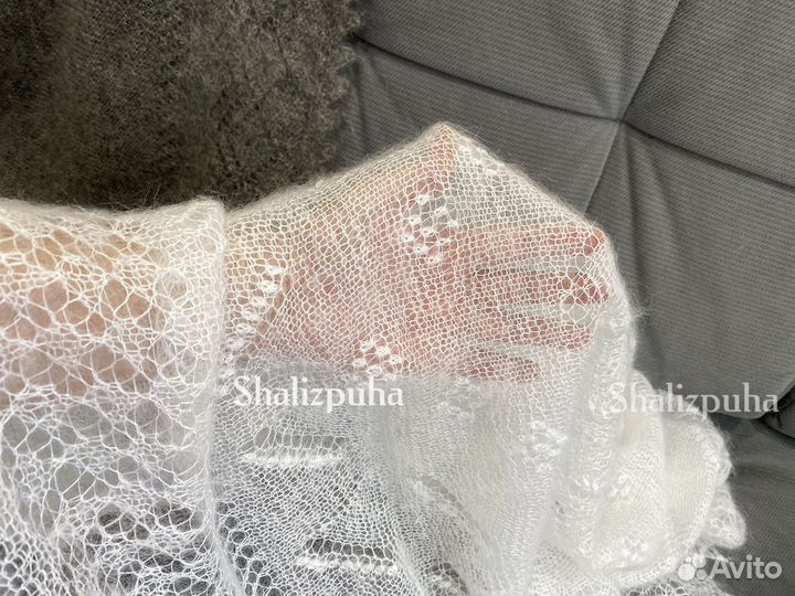 Паутинка, пуховый платок ручной работы, белый, 218