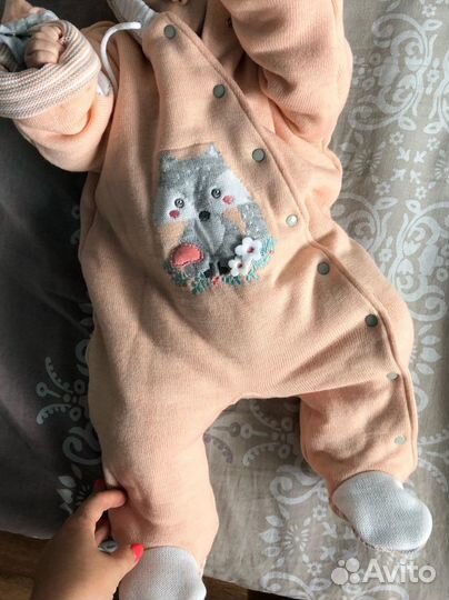 Вязаный комбинезон 62 р-р с шерстью мериноса