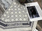 Платок шаль Dior шерстяной серый двухсторонний