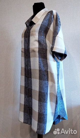 Платье-рубашка. Лён. XXL