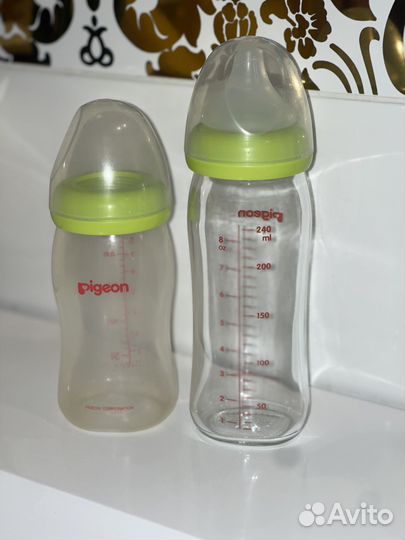Pigeon бутылочка стекло + новые соски
