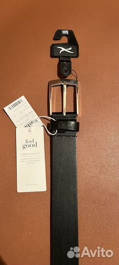 Мужской кожаный ремень черный