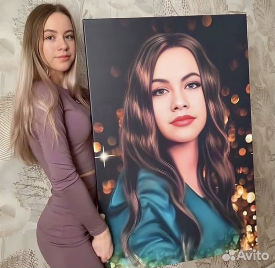 Портрет по фото на холсте на день рождения подарок