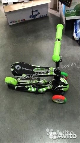 Самокат 3-х колёсный толокар зеленый до 30кг