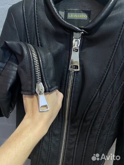 Пиджак/ жакет/ блейзер кожа xs