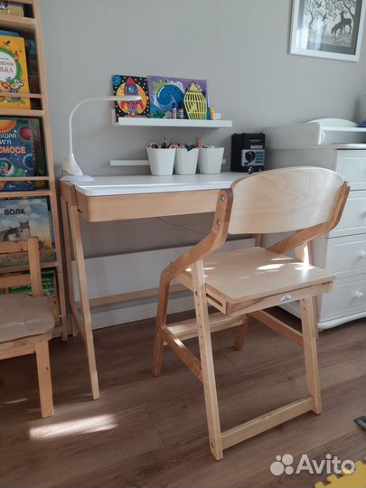 Растущий стол парта Wood из берёзы