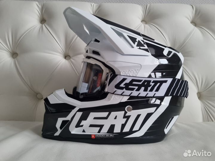 Белый Moтошлем с Maской Leatt 7.5 Kit Enduro V23