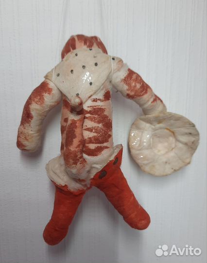 Елочная игрушка СССР ватная Кот в сапогах 1930-40г