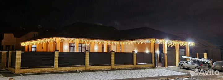 Украшение домов гирляндами