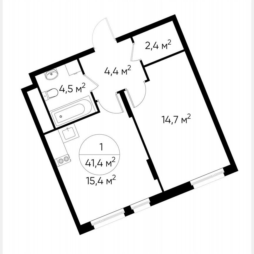 1-к. квартира, 41,4 м², 16/17 эт.
