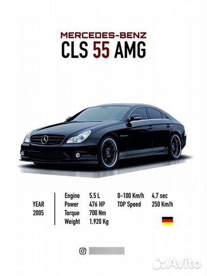 Постер на стену интерьерный Mercedes CLS55 AMG