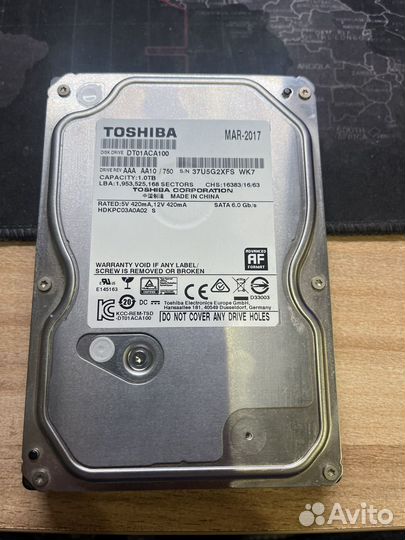 Hdd Toshiba 1tb 3.5 7200rpm