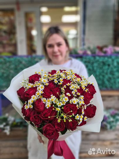 Букет роз ромашки букет ромашек