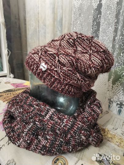 Женский шарф и шапка зимняя