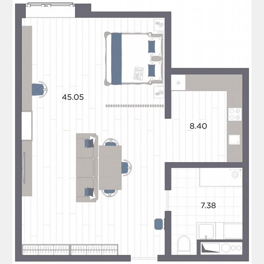 Апартаменты-студия, 60,8 м², 5/14 эт.