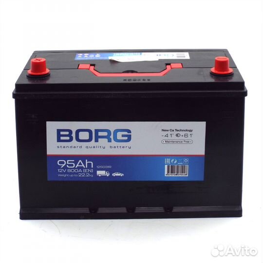 Аккумулятор borg Standard Asia 125D31R 95 Ач п.п