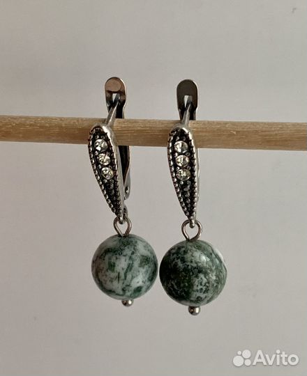 Серьги из натурального агата