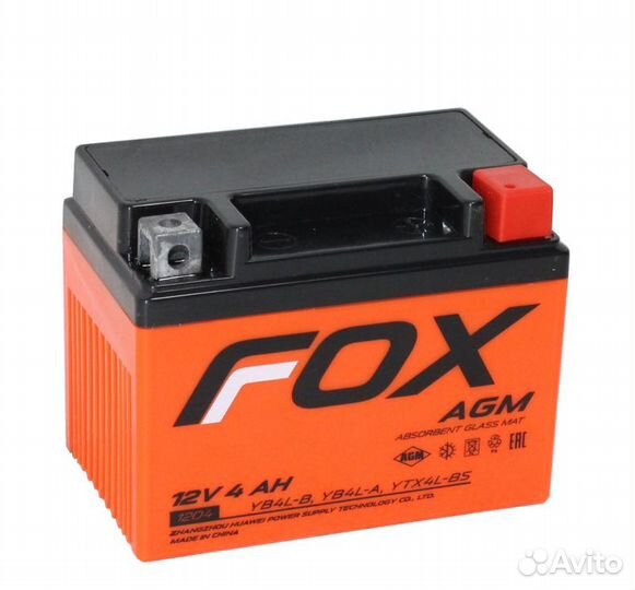 Аккумулятор FOX AGM ст-1204 12V4 А/ч о.п