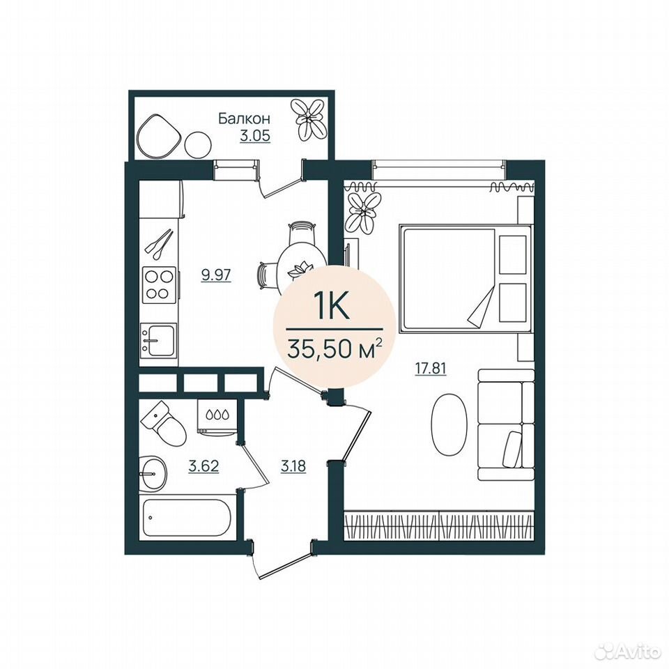 1-к. квартира, 35,5 м², 4/12 эт., Херсон