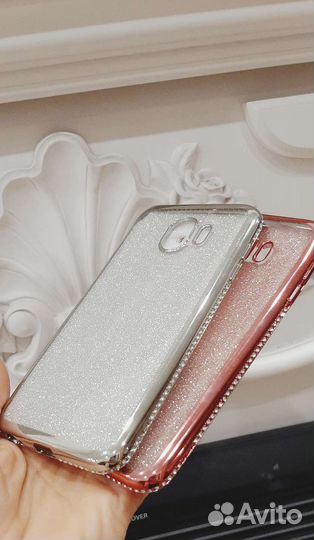 Чехол силикон со стразами для Samsung Galaxy J4 SM