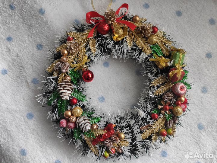 Новогоднее украшение. Венок 25 см
