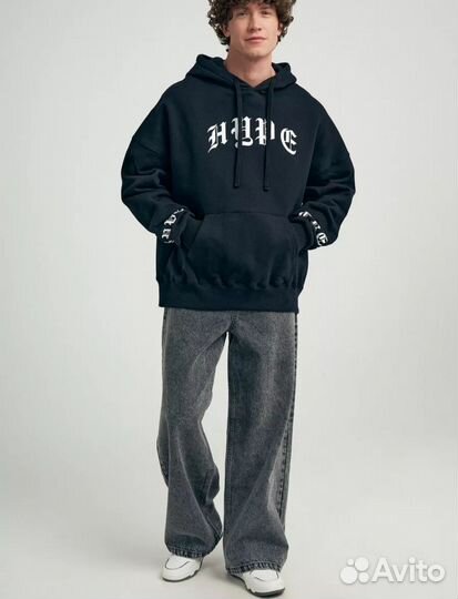 Худи чёрное мужское с принтом