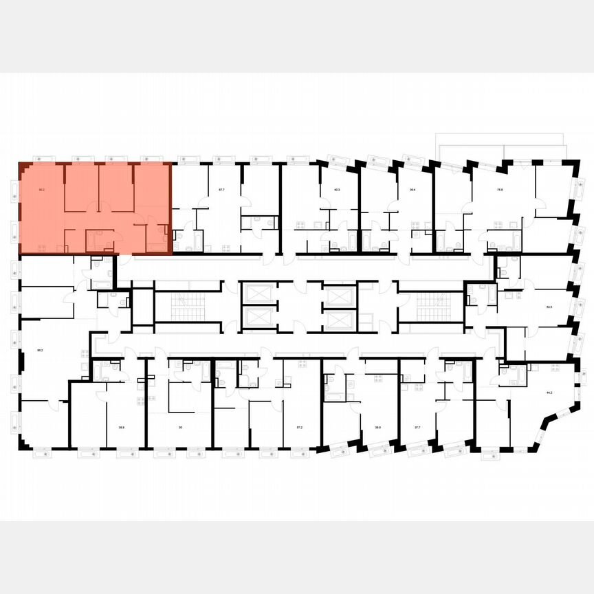 3-к. квартира, 80,2 м², 2/18 эт.