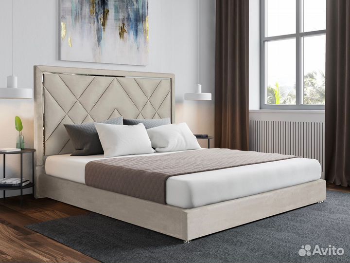 Кровать с мягким изголовьем