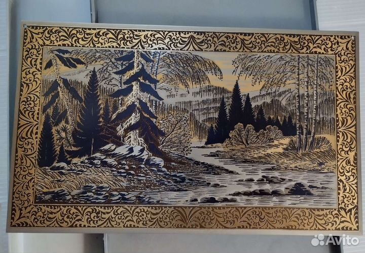 Поднос, картина чеканка. Винтаж