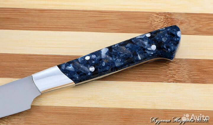 Поварской нож овощной сталь 95х18 акрил синий