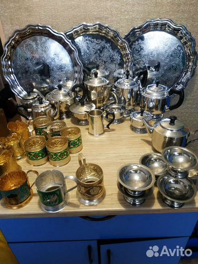 Чайники подстаканники для самоваров наборы мельхио