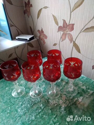 Шикарные фужеры цветной хрустальссср Красный май