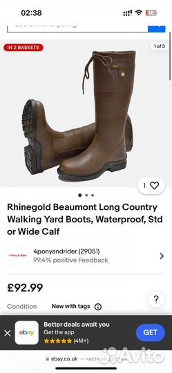 Сапоги трубы Rhinegold Beaumont кожа оригинал