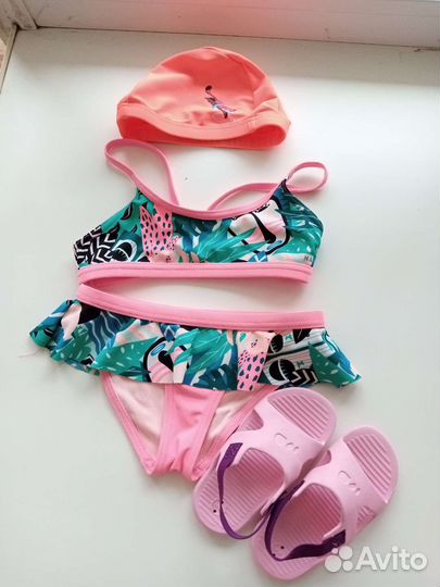 Купальник+шапочка+сланцы
